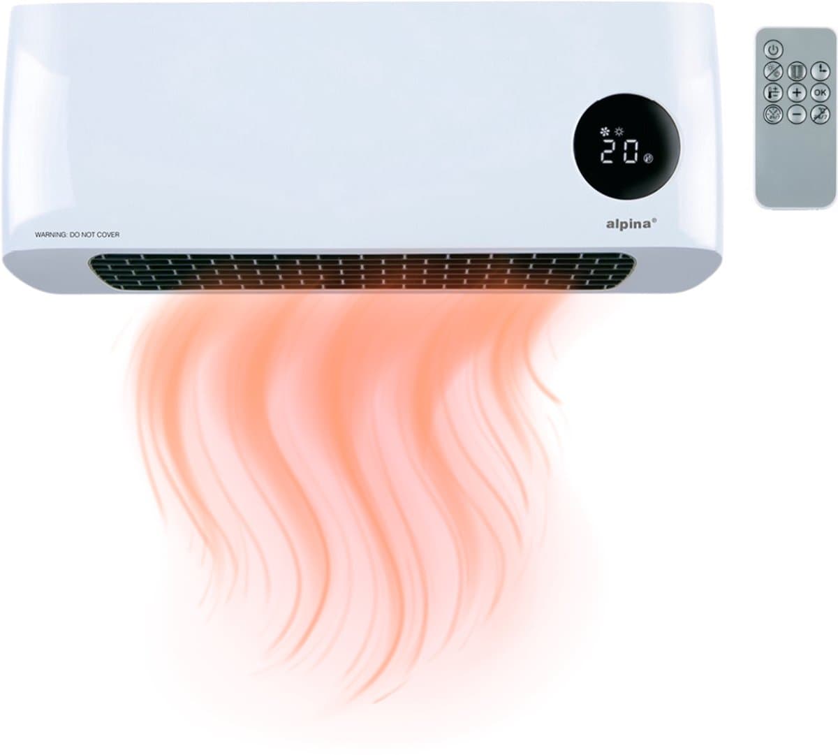 alpina Ventilatorkachel 1000-2000W - Elektrische Ventilator en Verwarming - Wandkachel met Timer en Afstandsbediening - Convectorkachel voor Wandmontage met Instelbare Thermostaat