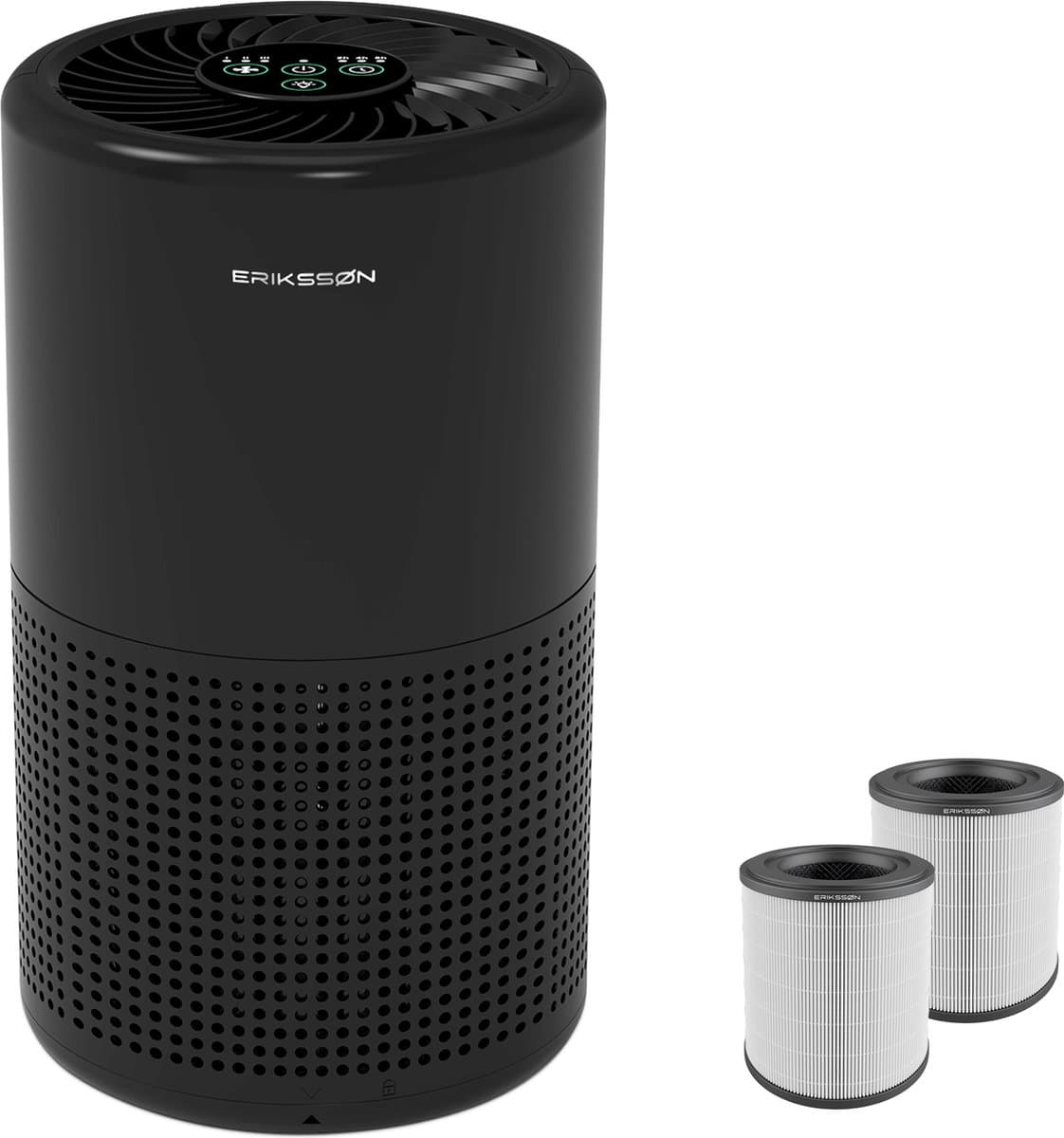 Erikssøn Luchtreiniger Prime - Met Hepa Filter 2x - 70 m3/u - Vermindert Stof En Pollen - Air Purifier - Zwart