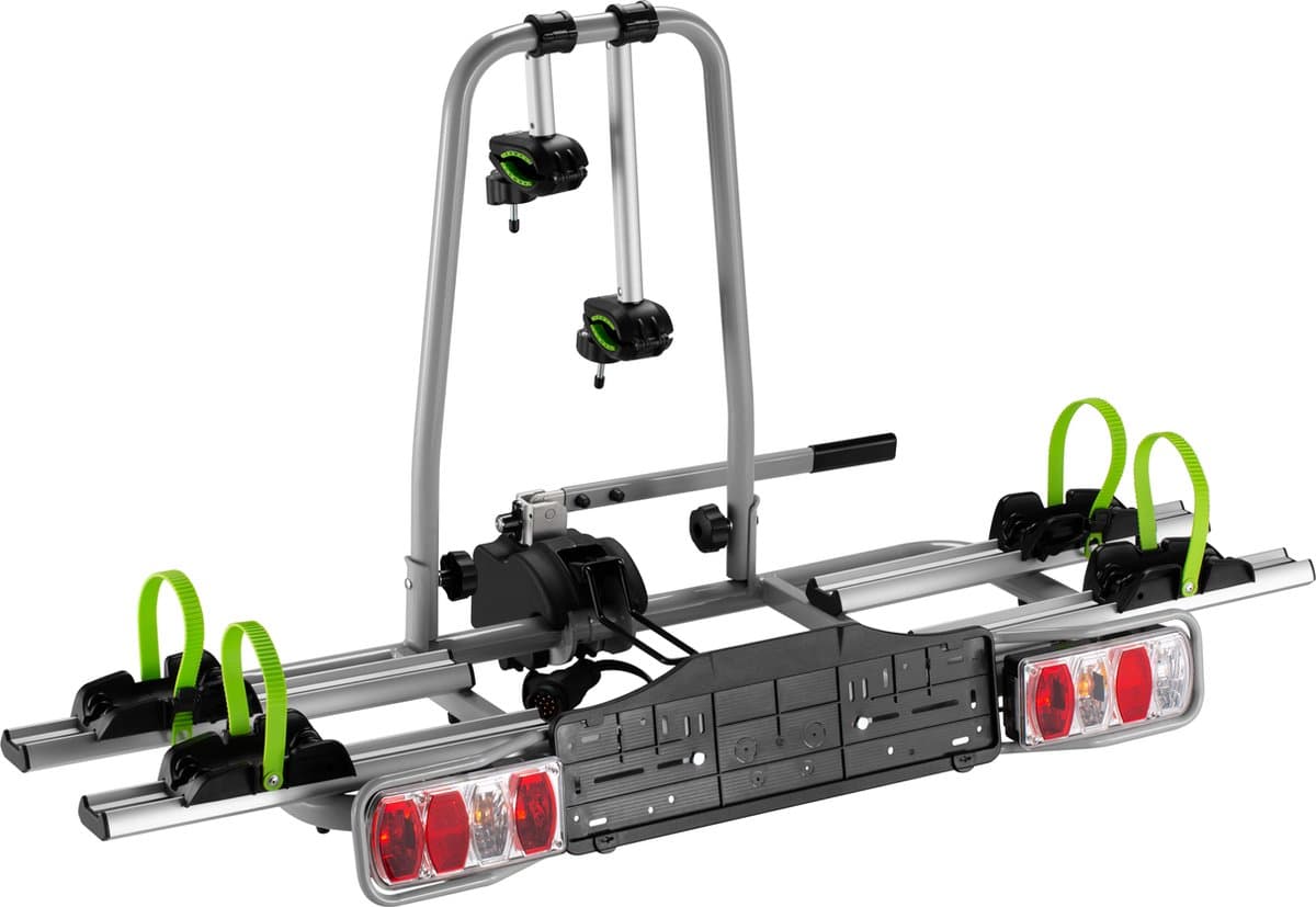 VDD - Fietsendrager - Fietsendrager elektrische fietsen 2 - Fietsendrager trekhaak - Inklapbaar - kantelbaar - Afsluitbaar - Eenvoudige installatie - Max draaggewicht 60 kg - 13 polig - Tüv gekeurd - Geschikt voor 2 fietsen - Grijs/zwart