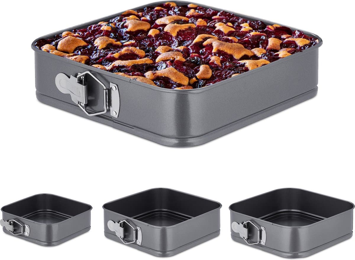 springvorm - set van 4 - 15, 18, 22, 26 cm - rvs - antiaanbaklaag - taartvorm