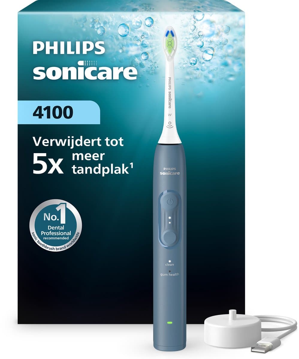 Philips Sonicare 4100 Series – Elektrische Tandenborstel – Blauw – Wittere tanden – HX4041/48
