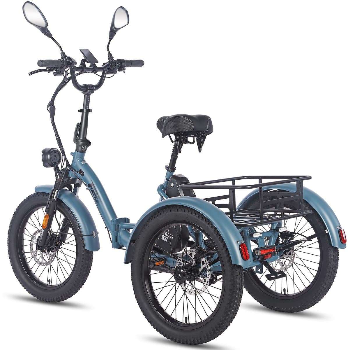 Dik Klapfiets E-Bakfiets 20 Inch 48V 21Ah Accu, Hydraulische Schijfremmen Elektrische Fiets, Elektrische Vrachtsfiets 180kg, Blauw Driewieler E-Bike