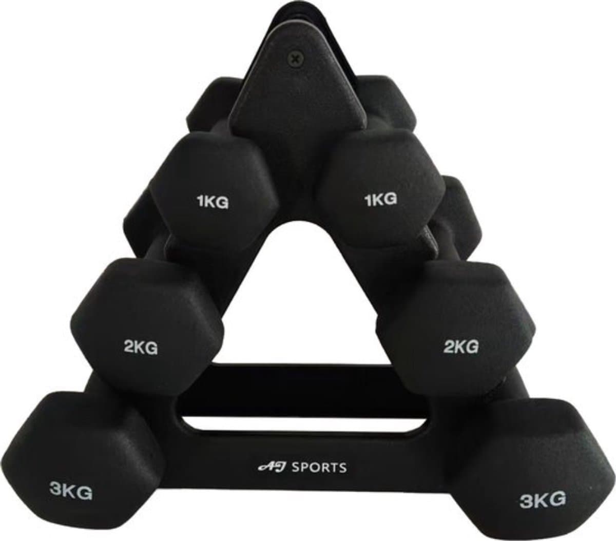 AJ-Sports Dumbell Set Zwart - 1 t/m 3 KG - Dumbbells - Gewichten Set - Halterset - Halters - Fitness gewichten - Krachttraining - Fitness - Inclusief GRATIS Dumbbell Houder