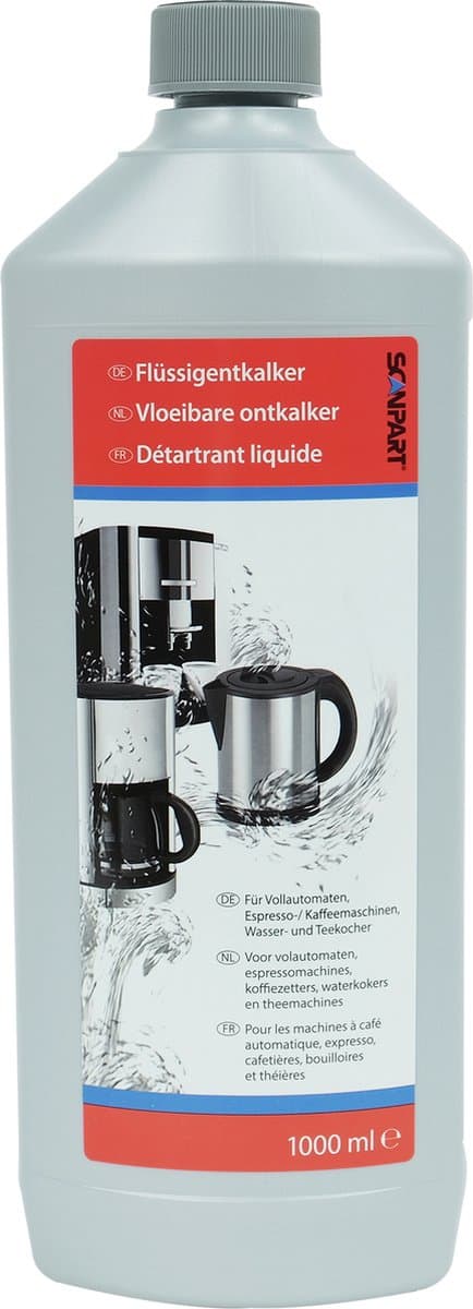 Scanpart vloeibare ontkalker voor koffiemachine 1 liter - Koffiemachineontkalker - Geschikt voor Bosch Braun DeLonghi Gaggia Jura Krups Magimix Melitta Miele Moccamaster Philips Sage Severin Siemens Smeg - Universeel