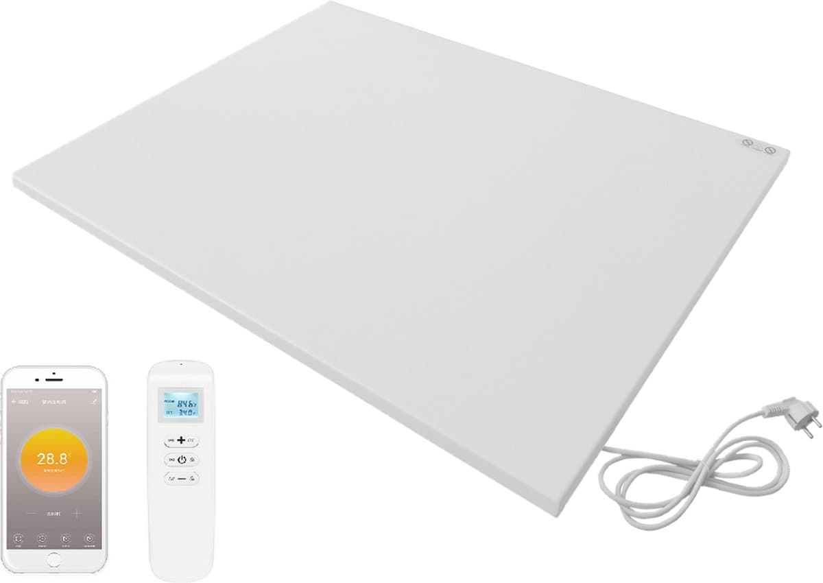 Slimme Quality Heating - QH-FR Serie infrarood verwarmingspaneel - infrarood paneel - infrarood heater - 59 x 59 cm - 350Watt - wand montage - Wifi bedienbaar met bijgeleverde afstandsbediening - 5 Jaar garantie
