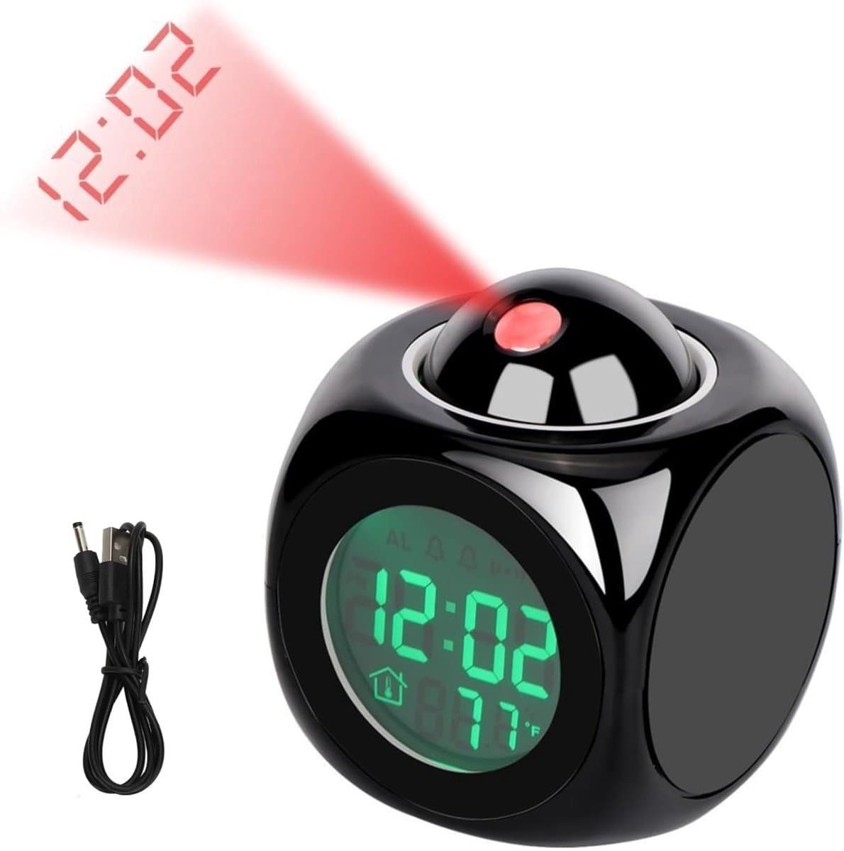 Wekker - Digitale Wekker - alarmklok - wekker met projectie - wekker met licht - digitale wekker slaapkamer - Met spraakuitzending - Snooze Functie - Digitale Spraakmelding Wekker - LED Projector Klok - Digitale Wekker met Projectie - zwart