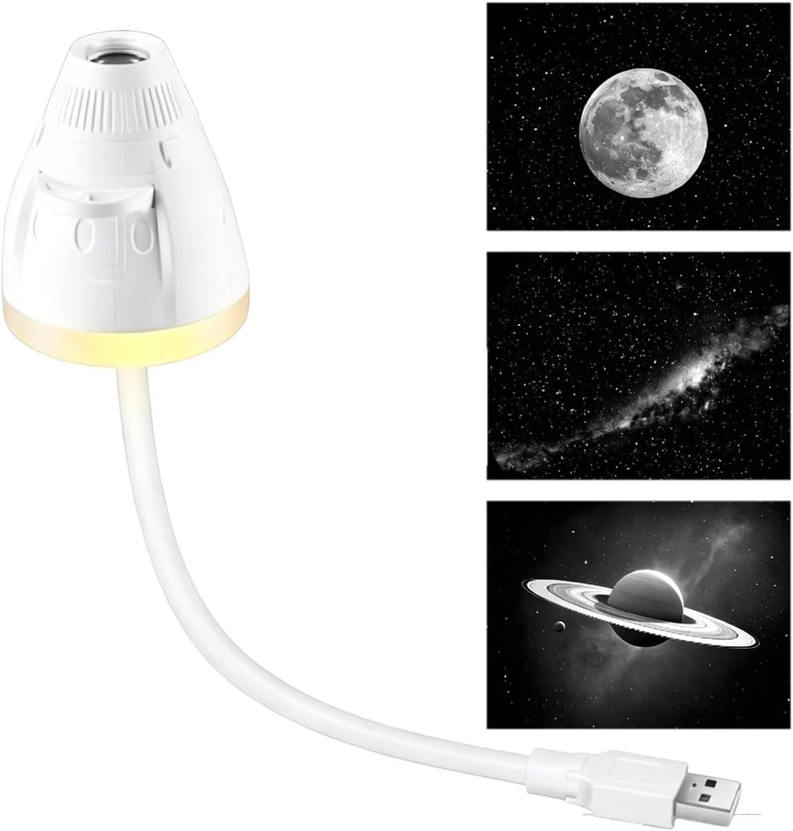 VHV - Sterrenprojector - Galaxy projector - Nachtlampje projector - Aurora light - Met USB - Inclusief 3 dia's - Voor slaapkamer en plafond - Kinderkamer decoratie - Wit