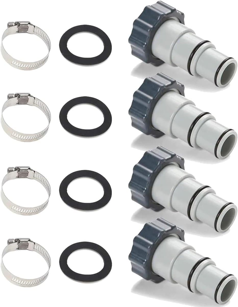 (4-pack) Vervangende slangadapters met schroefdraad Geschikt voor Intex zwembadsets, geschikt Geschikt voor filterpompen, chloorgeneratoren en zoutwatersystemen met slangaansluitingen met schroefdraad.