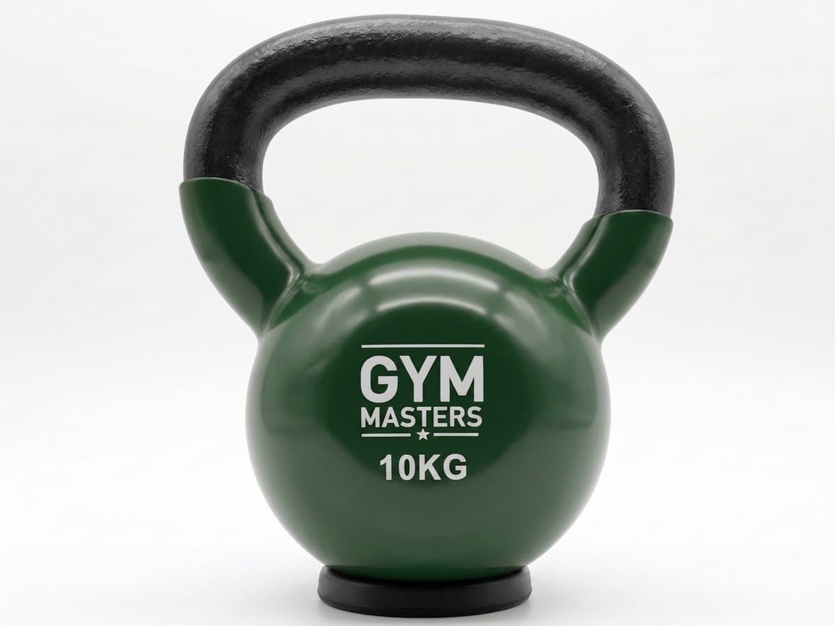 Gym Masters Kettlebell 10 kg – Vinyl Kettlebell met Rubberen Bodem – Optimale Vloerbescherming & Veilig Trainen – Premium Grip – Thuis Fitness