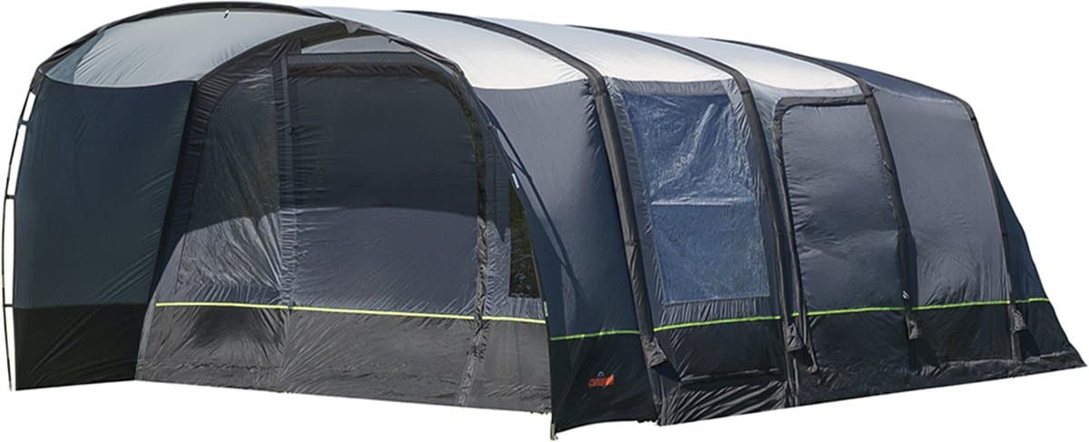 Campout 6 Persoons Opblaasbare Tunneltent Familietent – 3 Slaapcabines – 5000 mm Waterdicht – Grote Leefruimte – Incl. Pomp & Luifel
