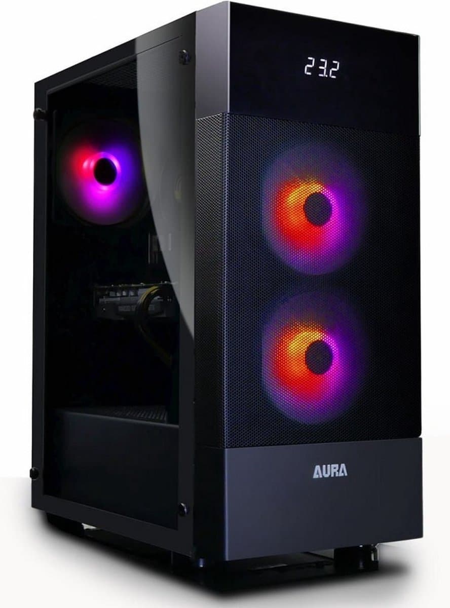 AMD Ryzen 7 5700G 8-Core RGB Game Computer met Temperatuur Display / Gaming PC met Upgrade mogelijkheid (650W BRONZE Power supply) - 16GB RAM (2x8GB) - 1TB SSD - Windows 11 - Gamdias Aura GC5