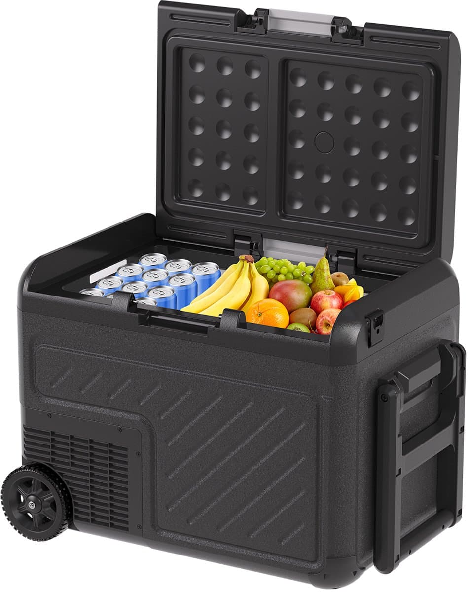 Auronic Elektrische Koelbox - Compressor - Met Wielen - 12V 230 Volt - Camping Koelkast - Auto - 40L - Frigobox - Zwart/Grijs