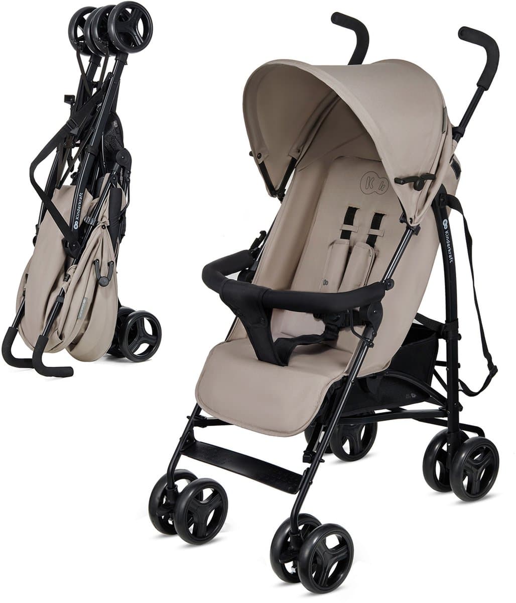Kinderkraft TIK - Buggy - Lichtgewicht 6,5 kg - Verstelbaar Tot Ligpositie - Beige