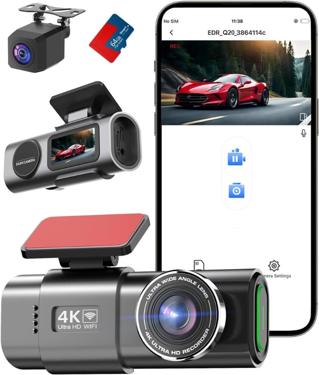 Florixa® Dual Dashcam - Voor en Achter Camera – Auto Camera Met Nachtzicht – Zwart - 3cm x 6cm x 3cm