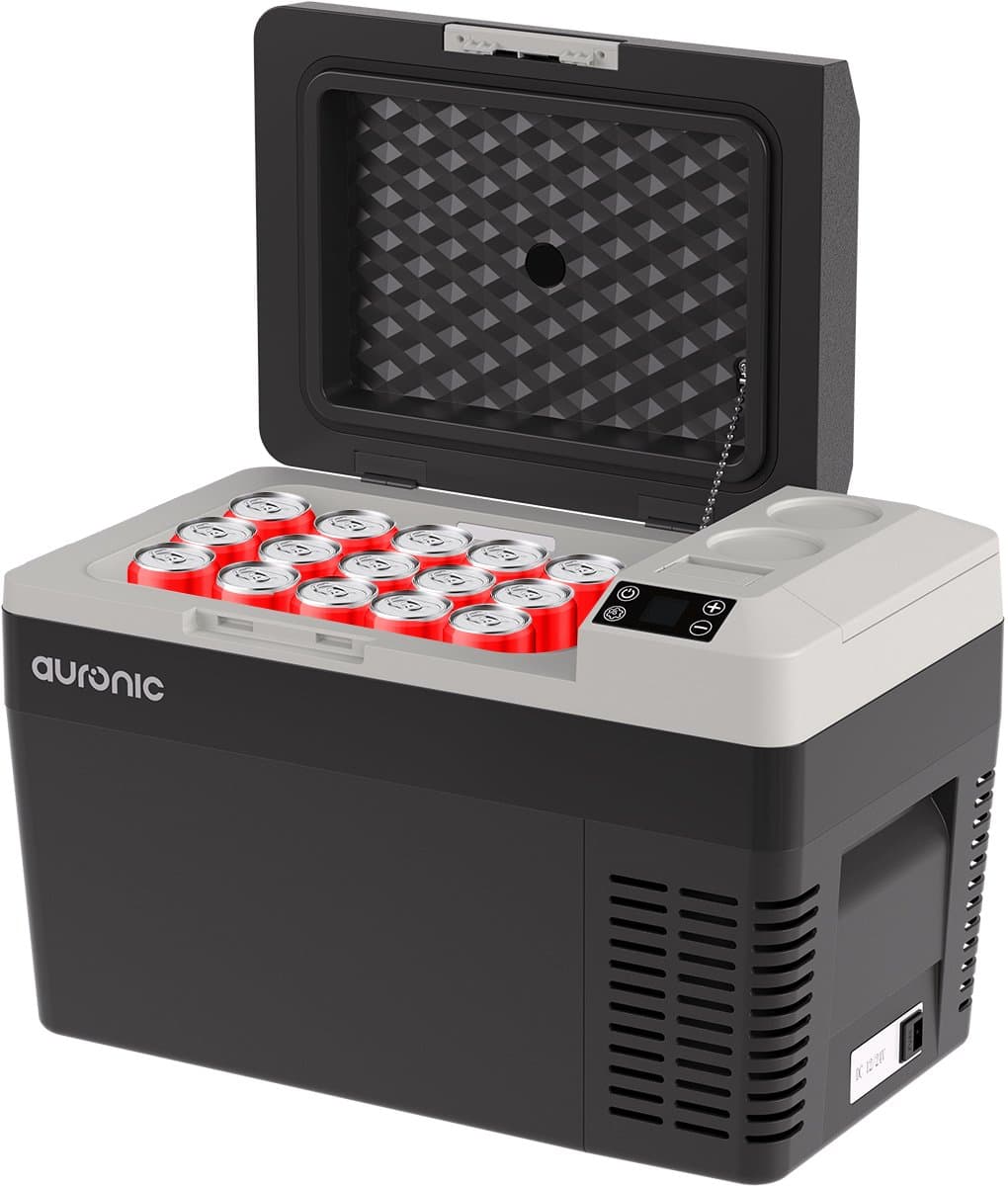 Auronic Elektrische Koelbox - Frigobox - Compressor - 12V 230 Volt - Camping Koelkast - Auto - 25L - Zwart/Grijs