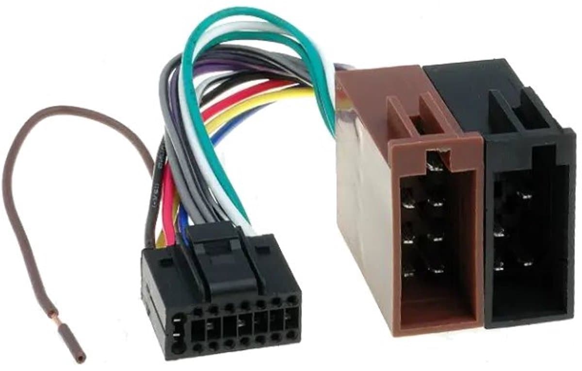 ISO kabel voor Kenwood en JVC autoradio - 22x9,5mm - 16-pins - 0,15 meter