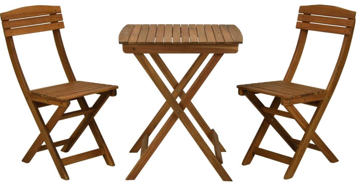 Casaria Tuinset – 1 Tafel 2 Stoelen Acaciahout Inklapbaar – Bruin