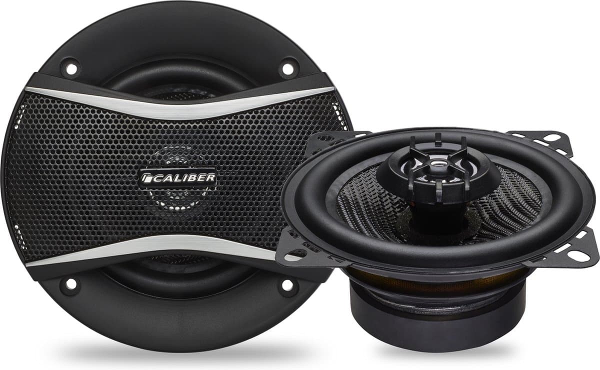 Caliber Auto Speakers - 10 cm autospeaker - 30 Mm Mylar Dome Tweeters - 160 Watt Totaal Vermogen - 2 Weg-Coaxiaal Luidsprekers - inclusief Grill (CDS4G)