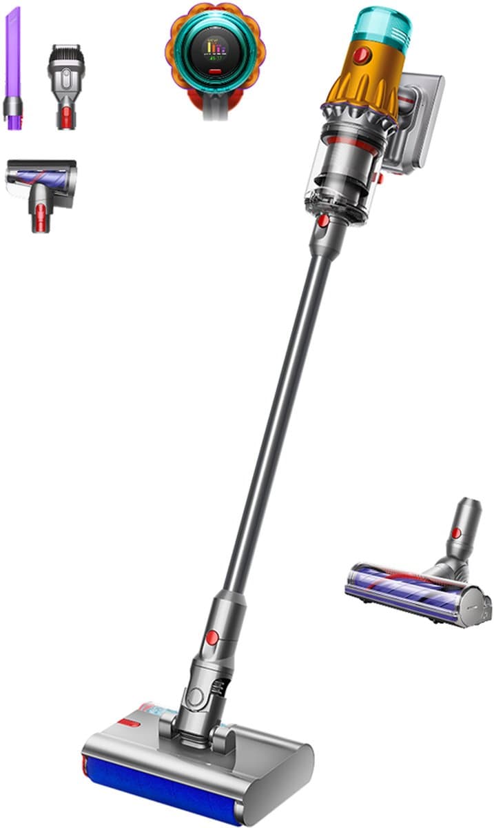 Dyson V12s Detect Slim Submarine - Steelstofzuiger met dweilfunctie - Nikkel/Geel - 140 Air Watts - HEPA-filtratie