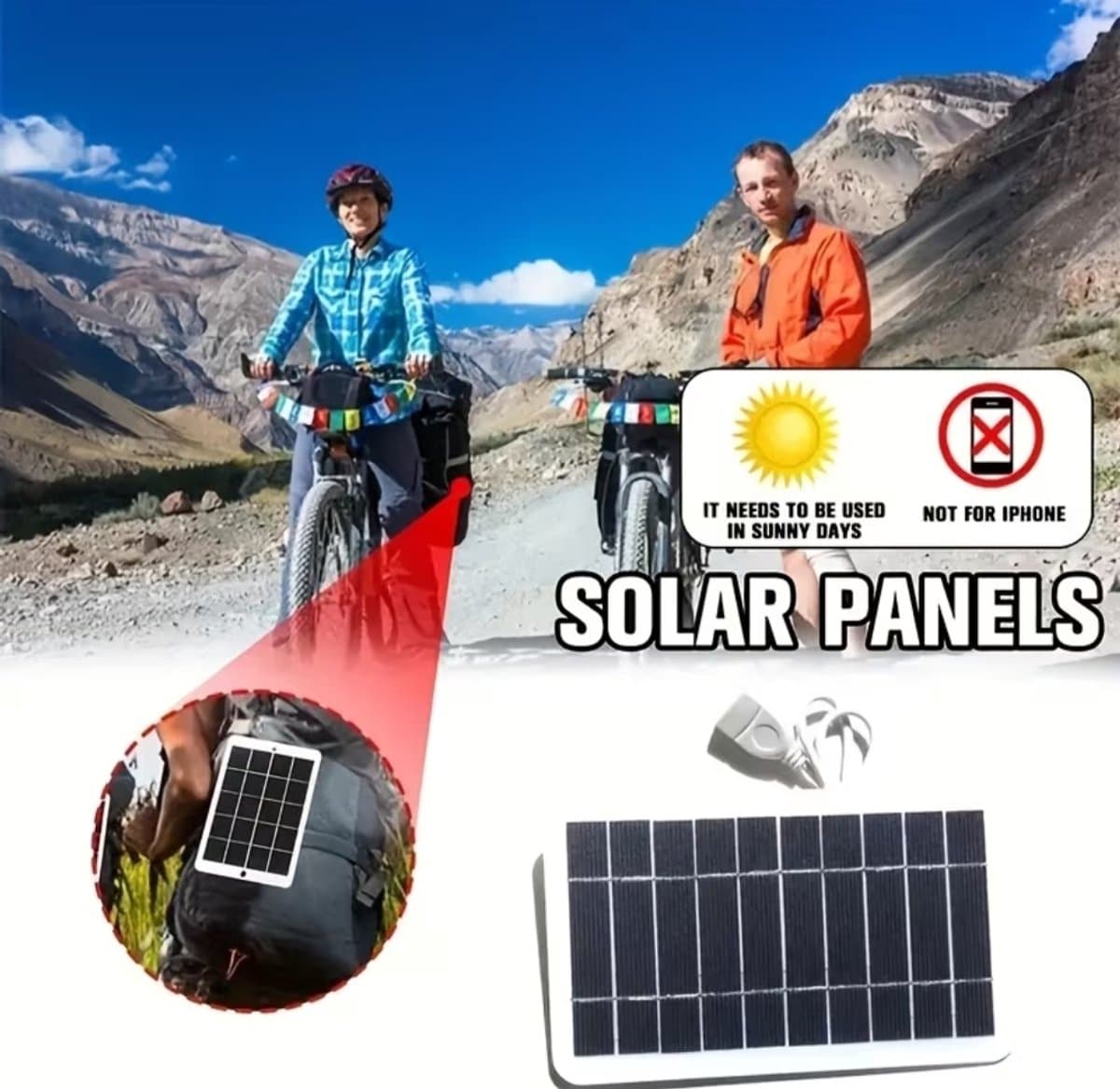 Noodsituatie noodlader Set van 2 Draagbaar Zonnepaneel Oplader voor Powerbanks en Kleine Apparaten – USB Solar Charger – Ideaal voor Kamperen – Niet Geschikt voor iPhone