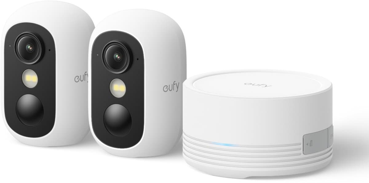 eufy Security eufyCam C35 2-Cam Kit, Wit, Draadloze Beveiligingscamera, Voor Buiten en Binnen, Magnetische Bevestiging, Kleurennachtzicht, Lokale Opslag, Geen Maandelijkse Kosten, IP67, Gezichtsherkenning