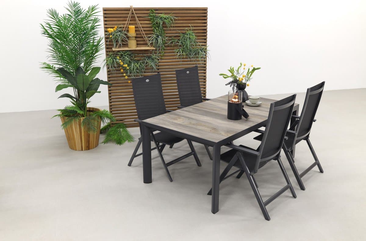 Hartman Napoli/Kings 4-persoons verstelbare tuinset 180x100 cm. - Antraciet