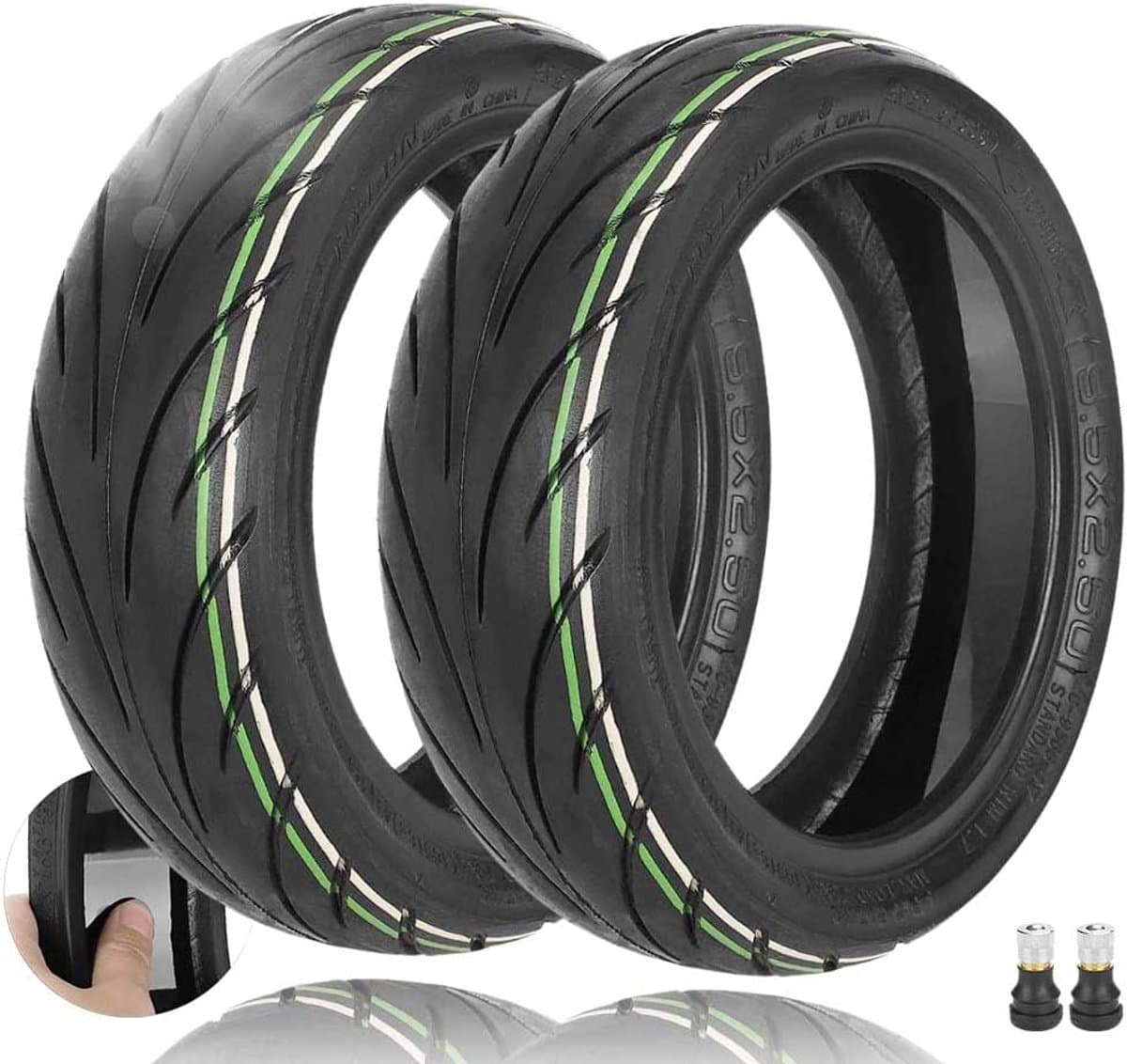 9,5 x 2,50 Zelfherstellende banden voor NIU KQi3 Sports/Pro/Max elektrische scooters, 9,5 inch tubeless banden lekvrije zelfherstellende reservewielen, met ventieldop (Zelfherstellende*2)