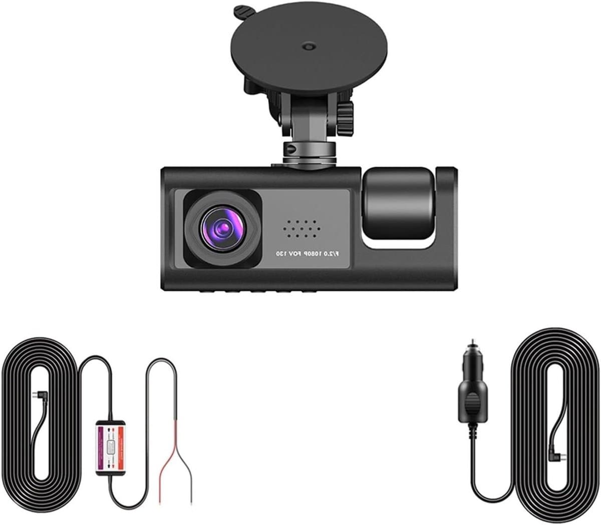 Auto DVR Camera - Dash Cam - Veiligheid Onderweg - 3 Kanalen Opname - HD 1080P - Zwart