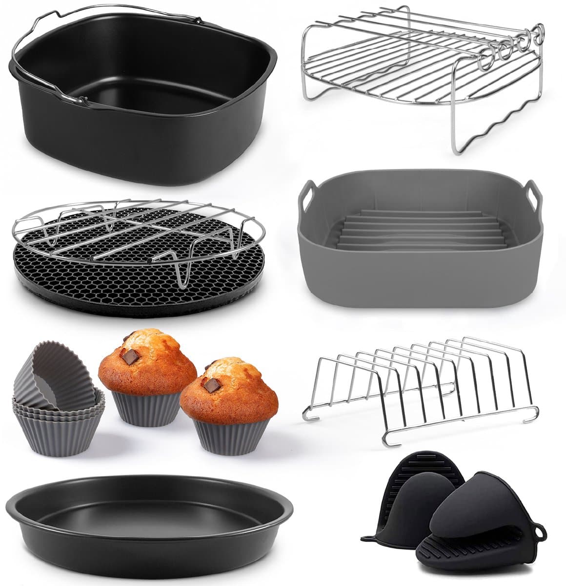 Fentic Airfryer Accessoires – Geschikt voor Airfryer XL en XXL – Met Airfryer Siliconen Bakje – ⌀ 20cm
