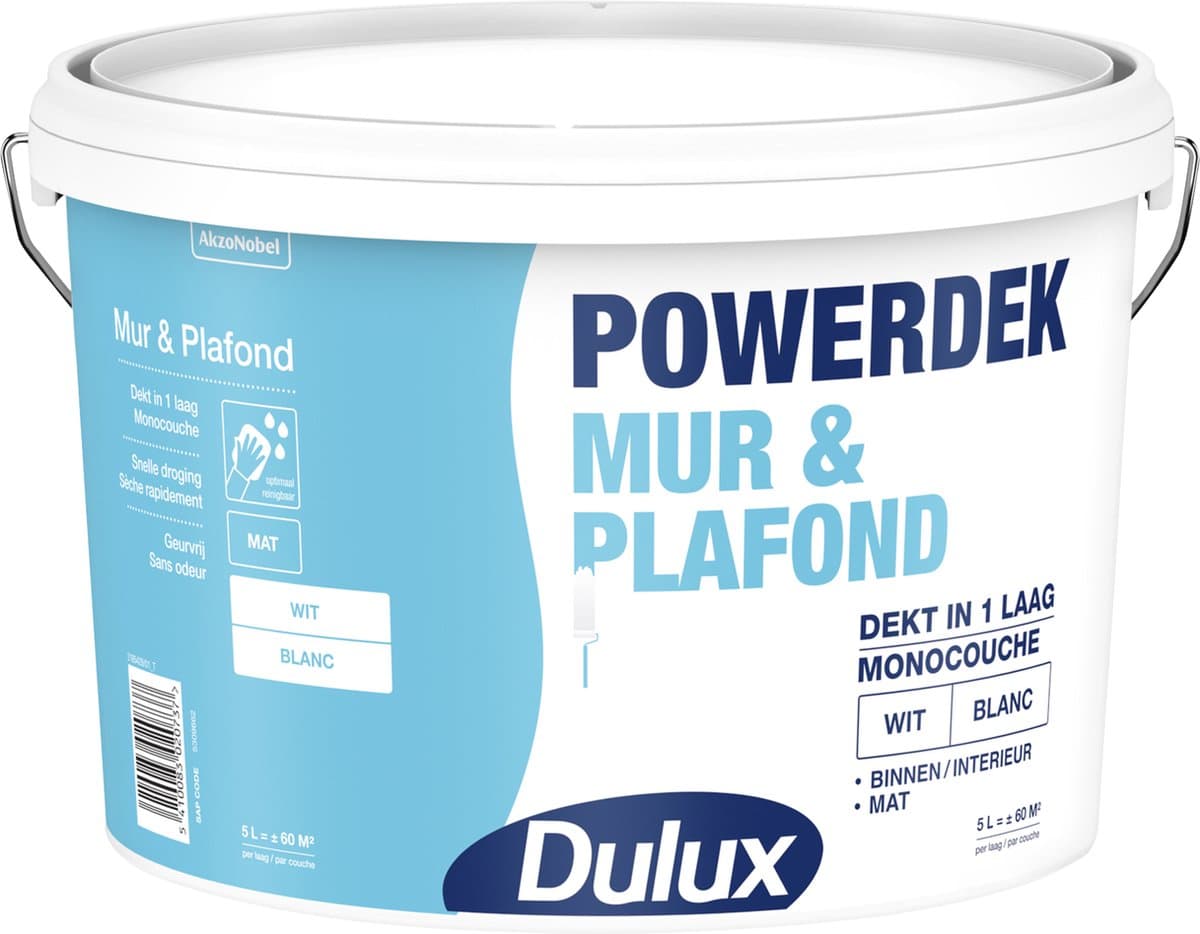 Dulux - Powerdek Mur & Plafond - Wit - 5 L