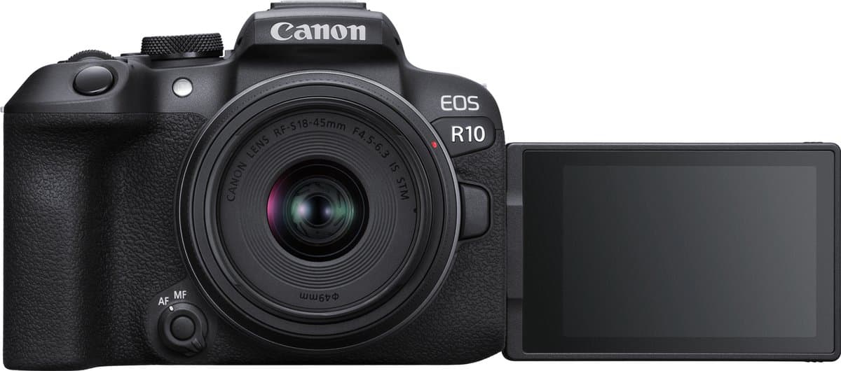 Canon EOS R10 + RF-S 18-45mm - Systeemcamera - 24.2 MP - Kantelbaar touchscreen - Met standaard zoomlens