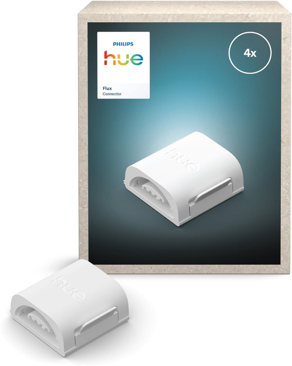 Philips Hue Flux Connector - Verbindt 2 Flux LED strips in een rechte lijn - Doorlopende gelijkmatige lichtlijn - 4 stuks