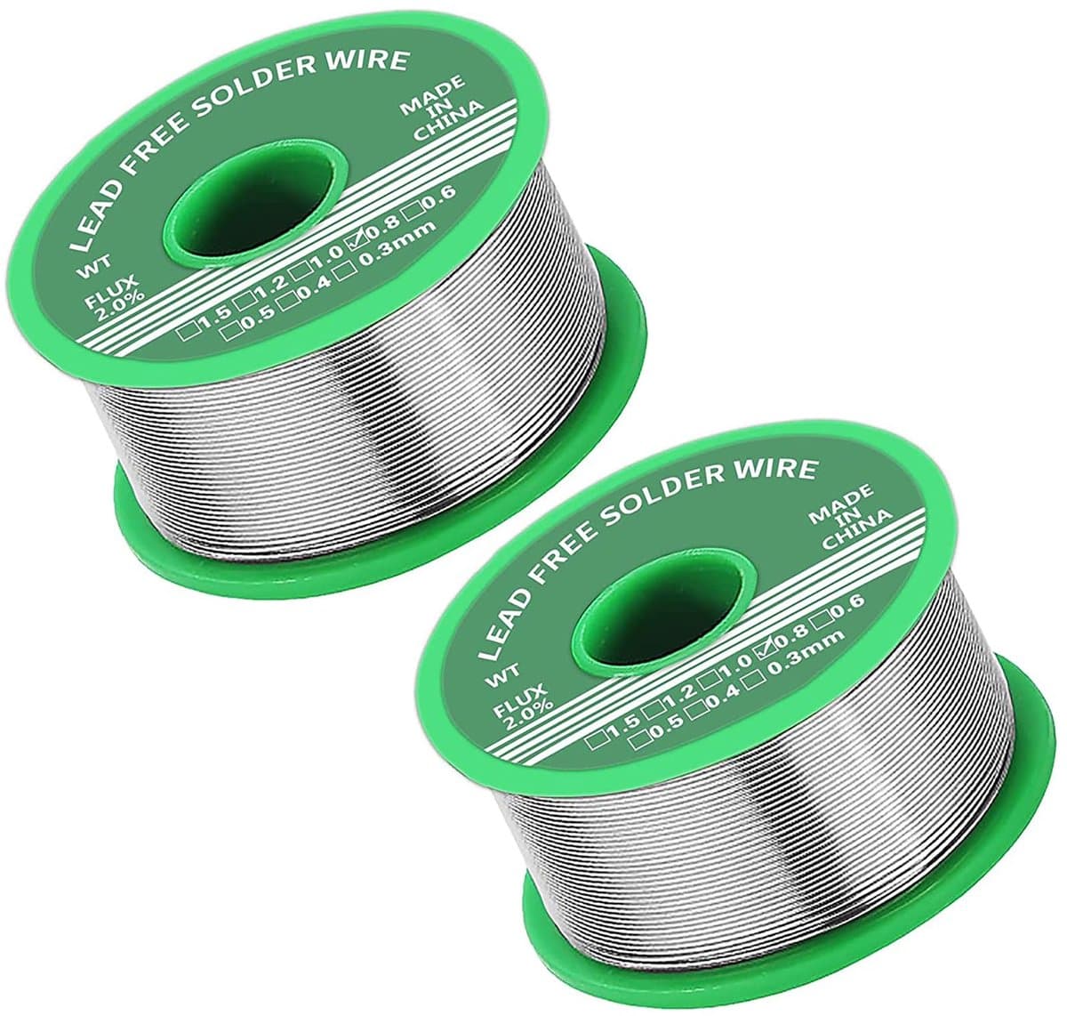 carmderin - Soldeertin Set - 2 Stuks - 0.8mm - Loodvrij - 20g - Voor Elektronische Reparatie en DIY