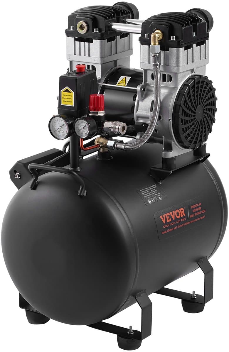 VEVOR compressor 40L luchtcompressor 125PSI perslucht 1,25 kW fluistercompressor