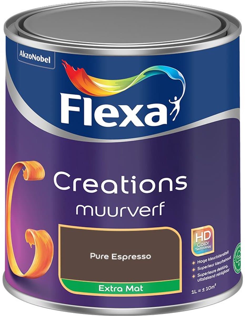 Flexa - Creations Muurverf Extra Mat - Pure Espresso - Mengverf - 1 L