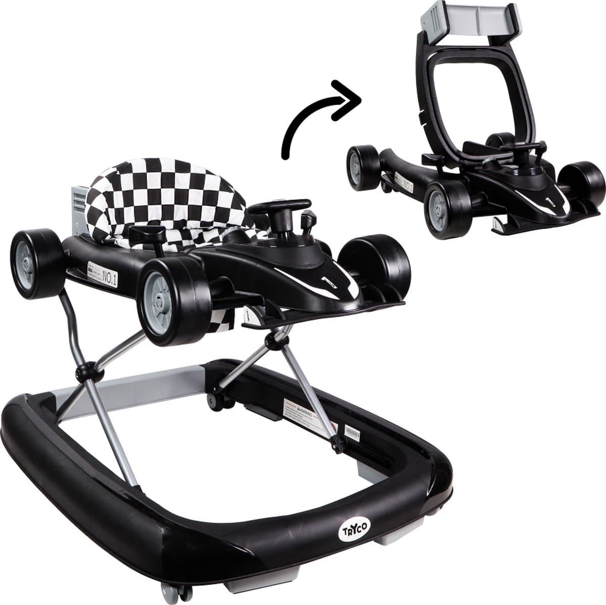 Tryco 2 in 1 Baby Walker F1 Racer - Zwart
