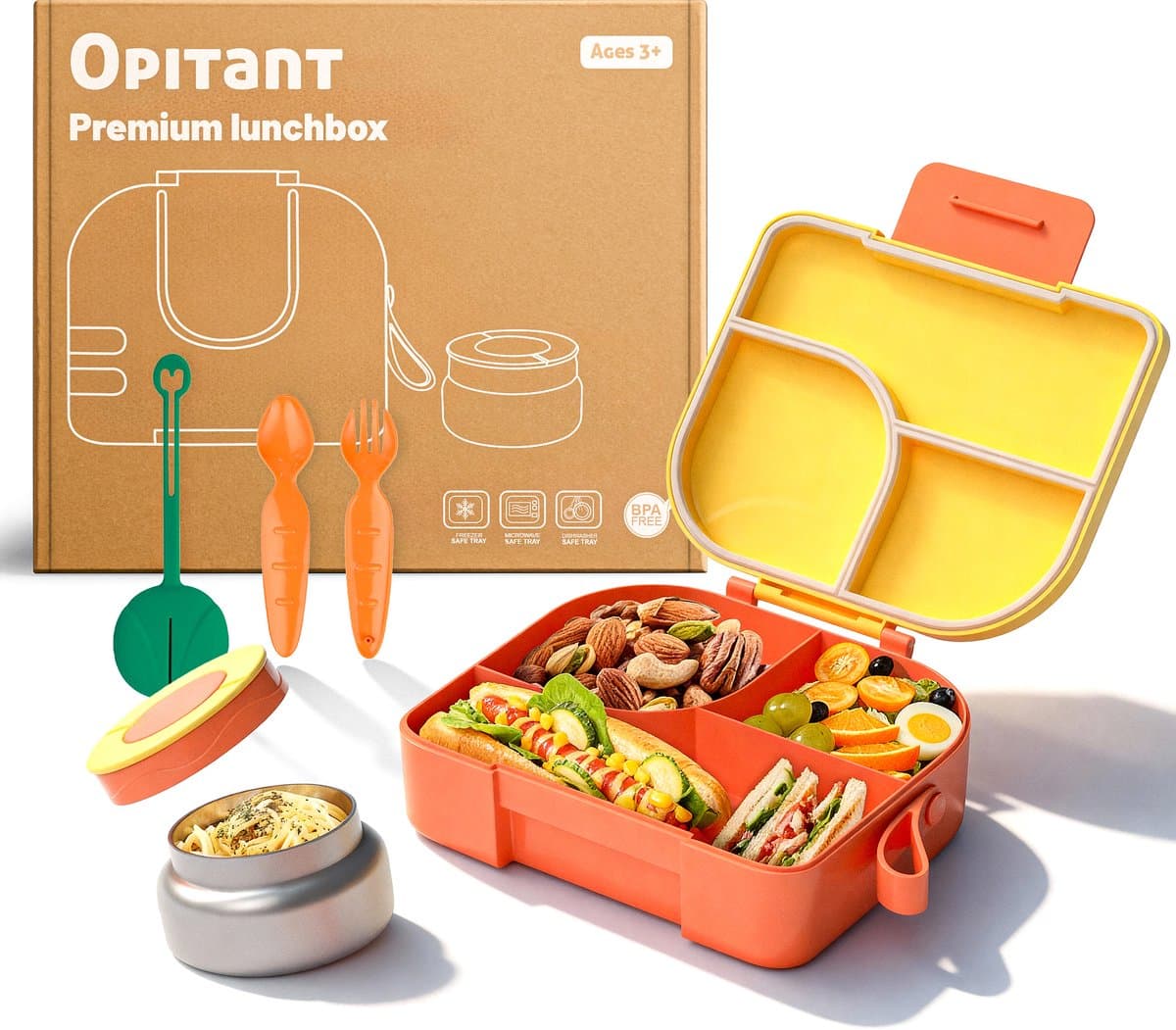 BentOH! Bento Box Kinderen & Volwassenen - Geel – Lekvrije Lunchbox met Vakverdeling – Magnetron- & Vaatwasserbestendig – Inclusief lepelset