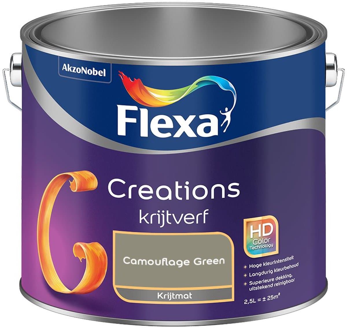 Flexa - Creations Muurverf Krijt - Camouflage Green - Mengverf - 2,5 L