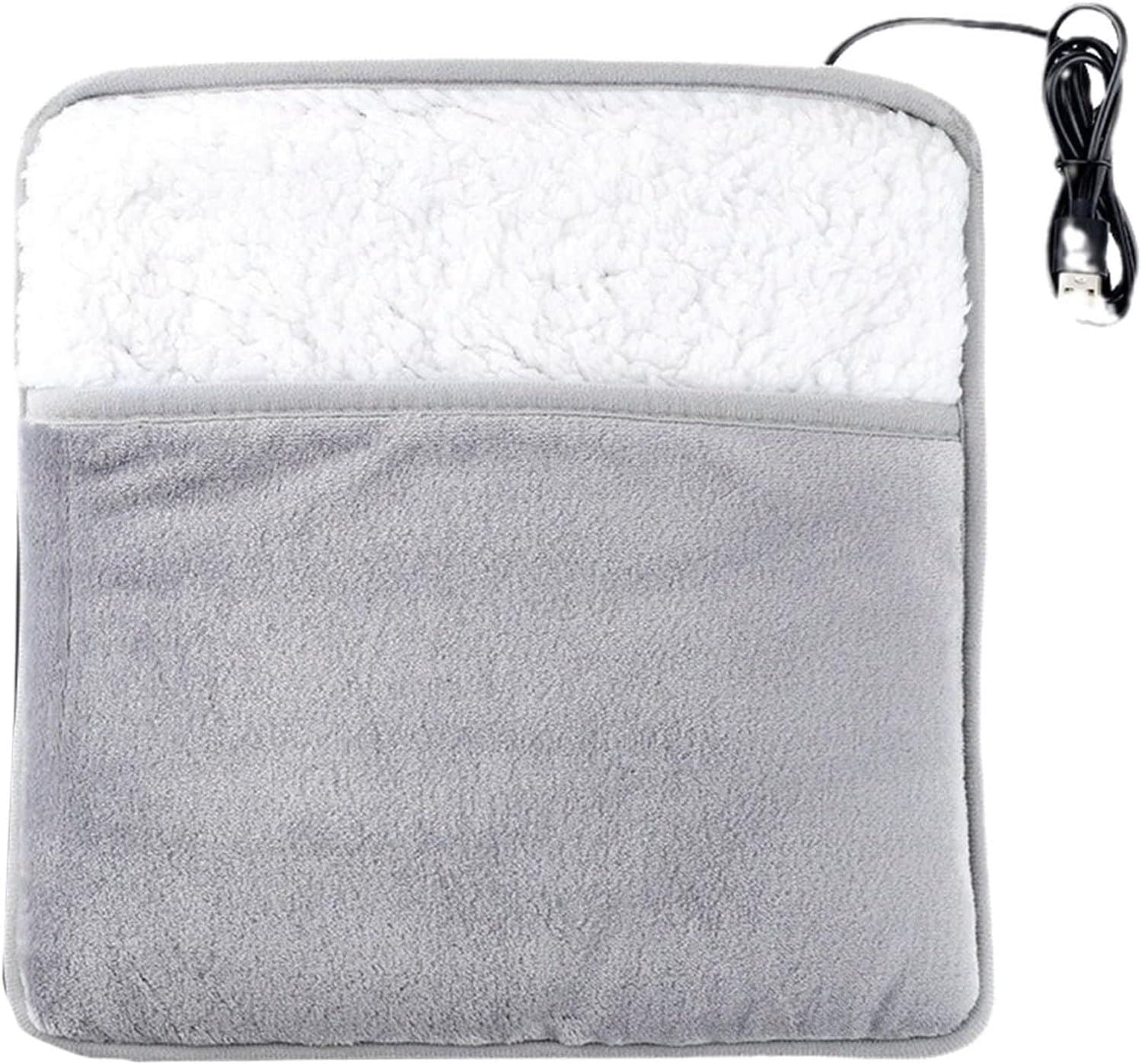 Elektrische Voetenzak - fleece voetverwarmer met 3 verwarmingsstanden en timer - snel verwarmd automatisch uitschakelen - voor koude voeten op de bank slaapkamer kantoor onder het bureau - winter herfst cadeau senioren - USB opladen - 29 * 29 * 2.5cm