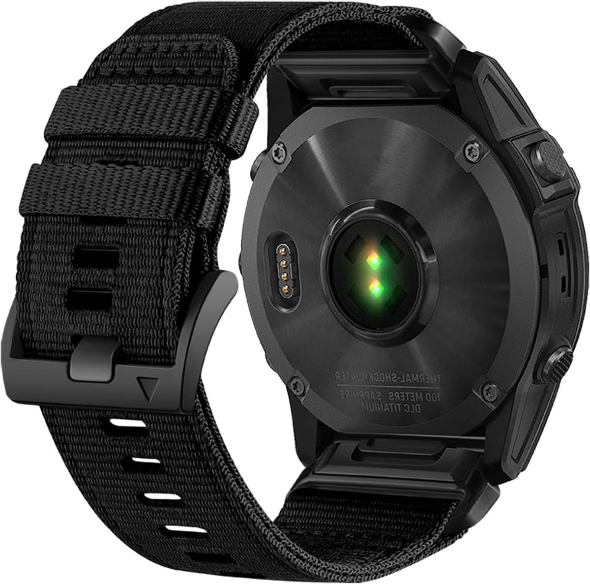Robuuste Nylon Horlogeband voor Garmin Fenix 7X, 6X en 5X - Verstelbare Sportband met Rvs Sluiting, 26mm Quick Fit en Comfortabel Draagcomfort