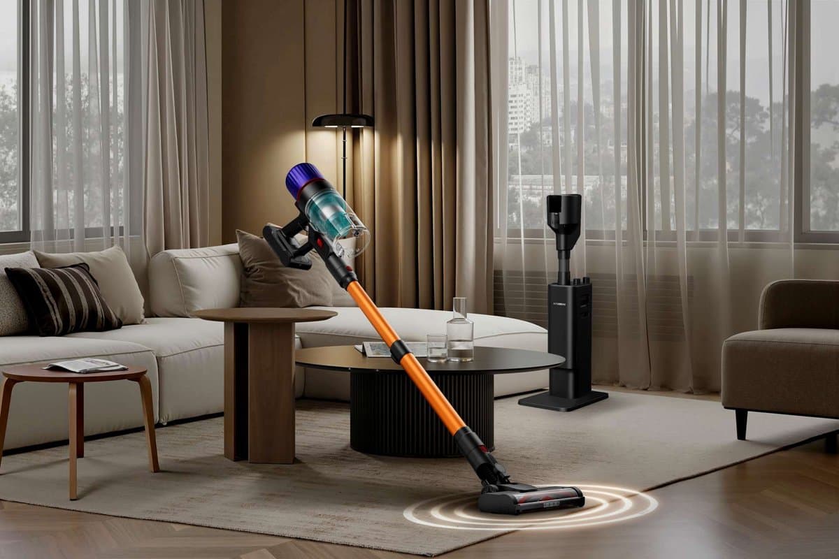 Hyundai Electronics - Draadloze Steelstofzuiger - 155W - Vortex Pro - Met Draaiende Vloerborstel en Oplaad-en Leegstation