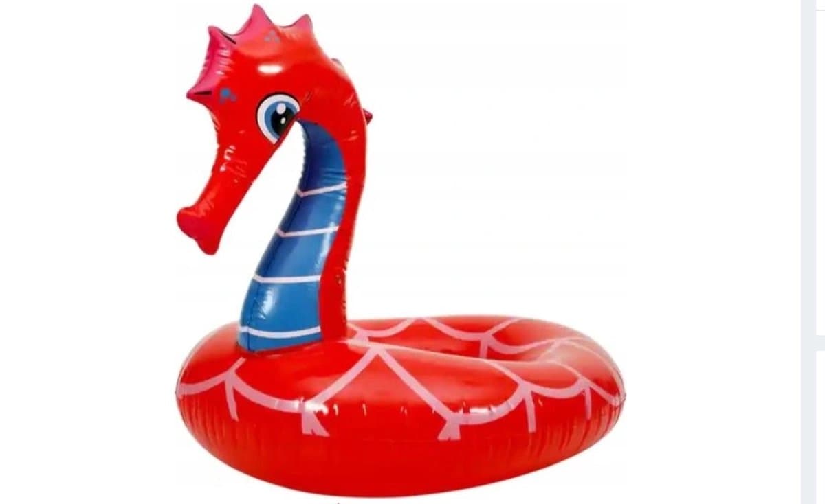 Opblaasbaar zwemband - zeepaard - zwemring - zwemband voor het zwembad of het strand - voor kinderen - rood - 100 x 82 x 91