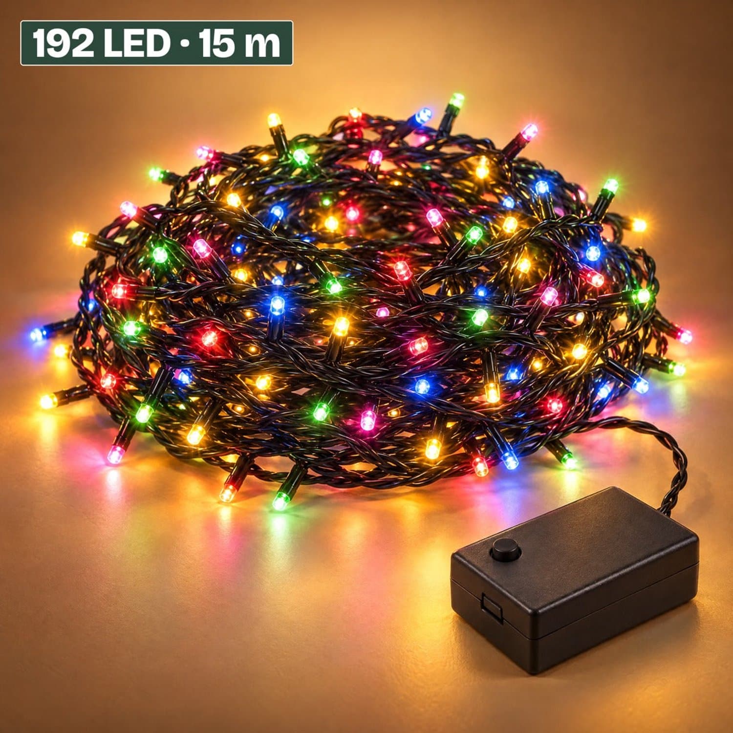 Levano Kerstverlichting Multicolor 192 LED 15 m - Lichtsnoer voor Binnen en Buiten - Kerstlampjes op Batterij - Kerstboomverlichting - Kerstversiering - Lichtslinger - Kerstlichtjes - LED Lampjes - Lichtjes Slinger op Batterijen - Lichtketting