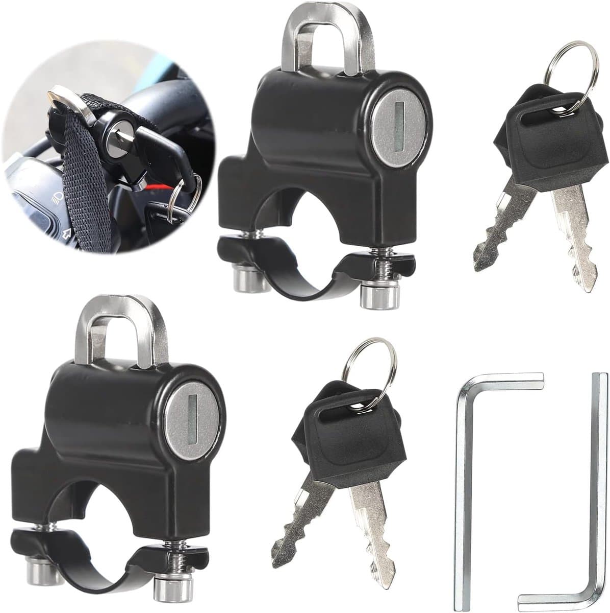 Helmslot - 2 stuks - Slot voor Helm - Helmslot Motor - Inclusief accessoires - universeel fraudebestendig helmslot - veiliging voor motorhelmen - voor motorfiets- scooter en fiets
