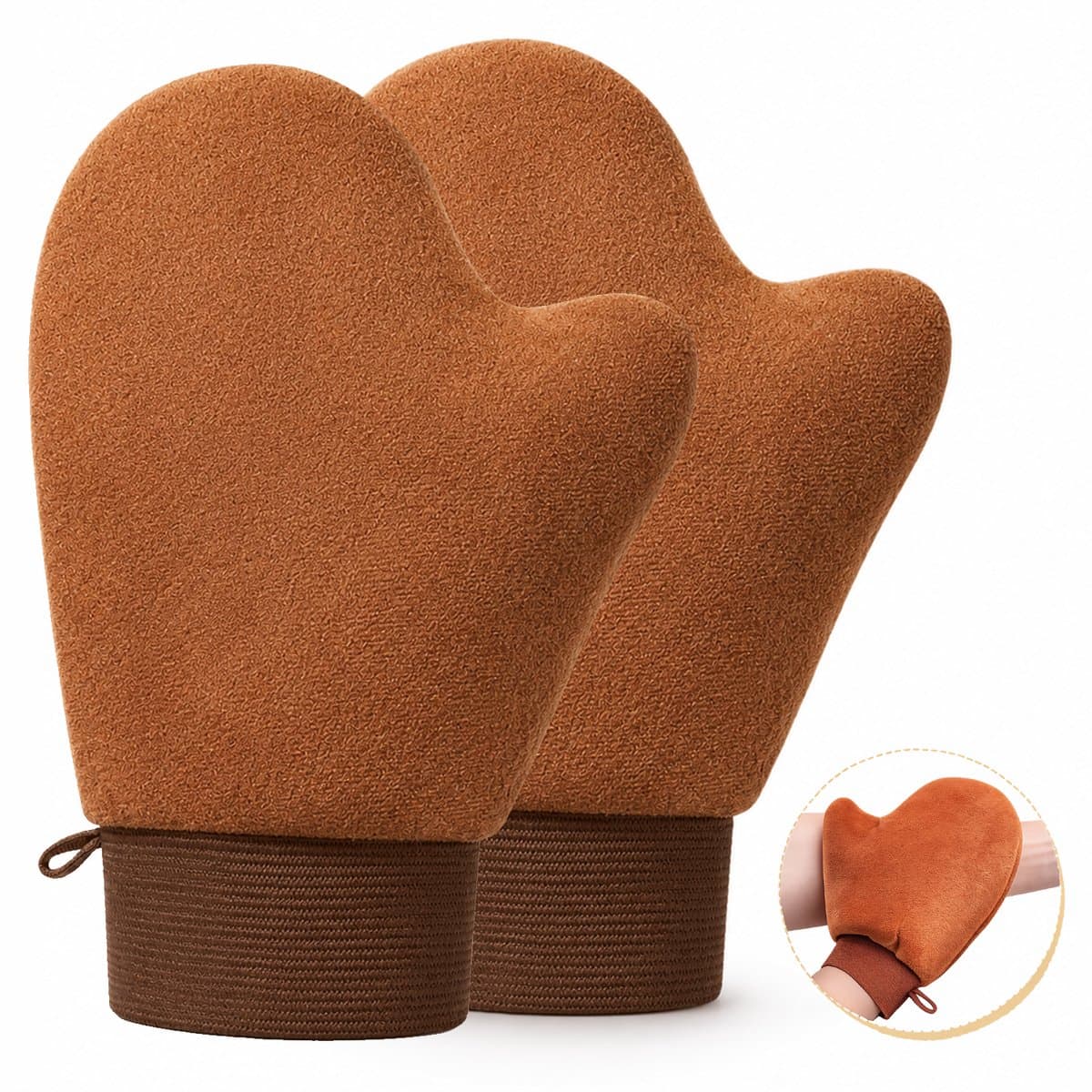 ComfiCare® Zelfbruiner handschoen 2 stuks - Self tan handschoen – Tanning mitt – Tanning glove – Zelfbruiner, Zonnebrand & Lotion – Lotion applicator - Bruin