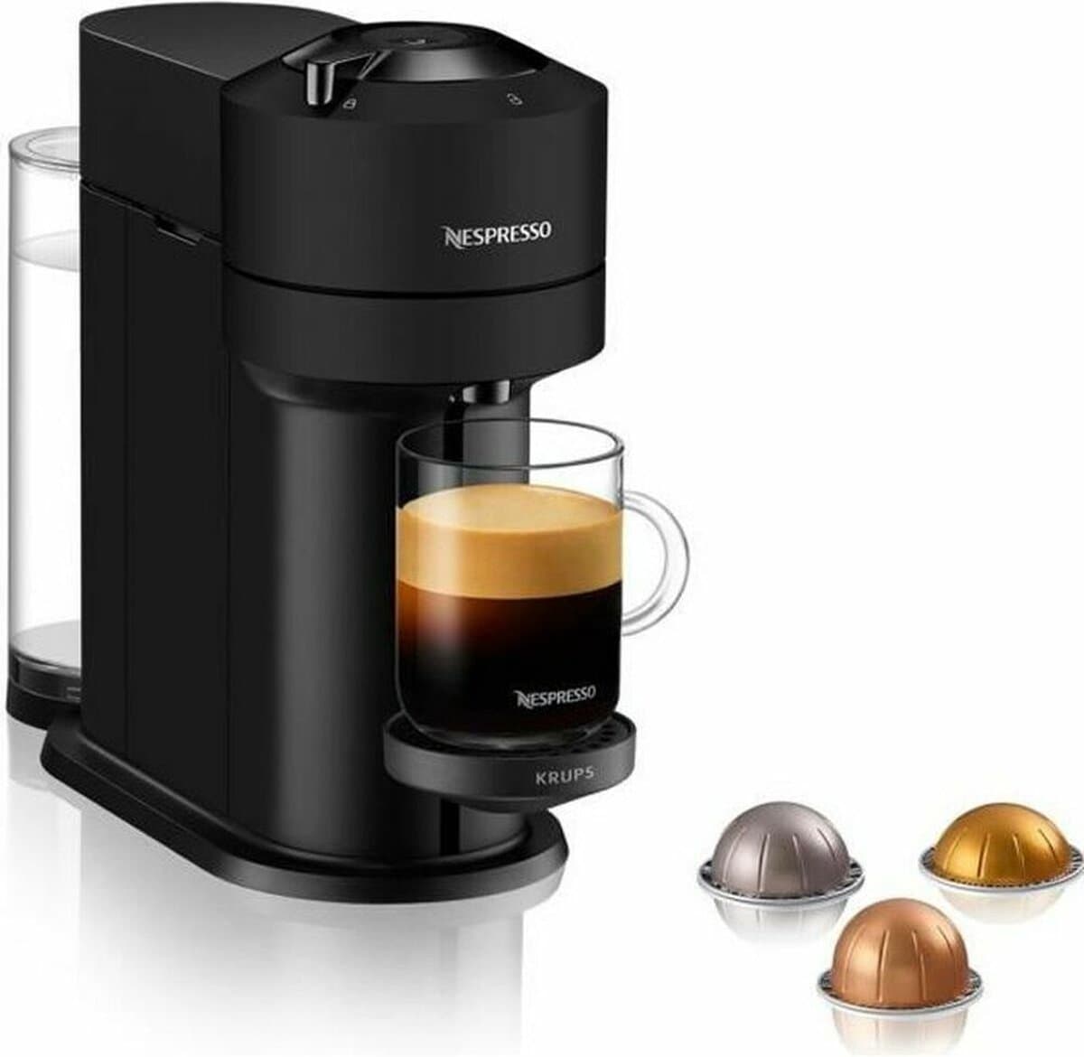 Krups Nespresso YY4606FD Virtue Next Coffee Machine + Discovery Box 12 capsules, 5 kopjes, espresso, verbonden, zwart