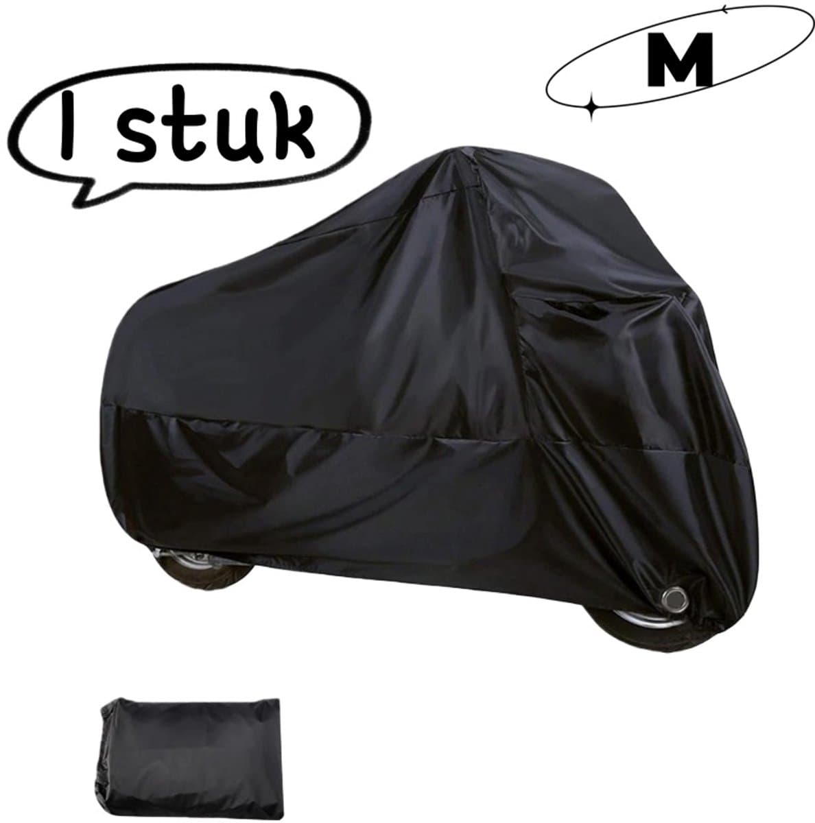 1 stuk - Motorhoes - Volledige dekking, regen- en zonbescherming, beschermhoes voor alle seizoenen - Geschikt voor de meeste motorfietsen en scooters - Maat M (200*90*100cm) - Zwart