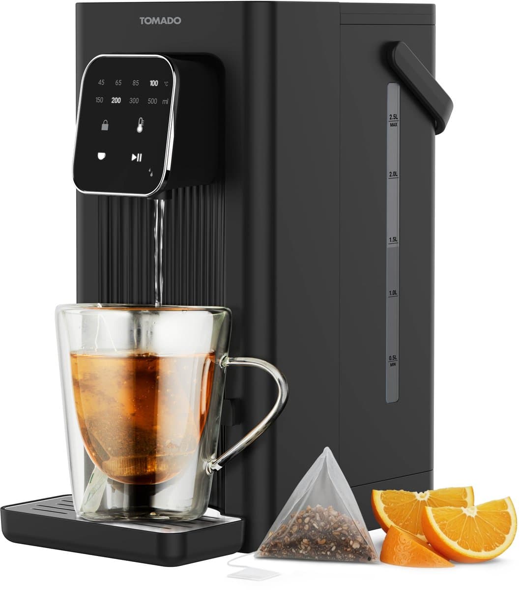 Tomado TWD2503B Heetwaterdispenser - Instant waterkoker - 2,5 liter - Digitaal display - Temperatuurinstelling - Afneembaar waterreservoir - Inclusief waterfilter
