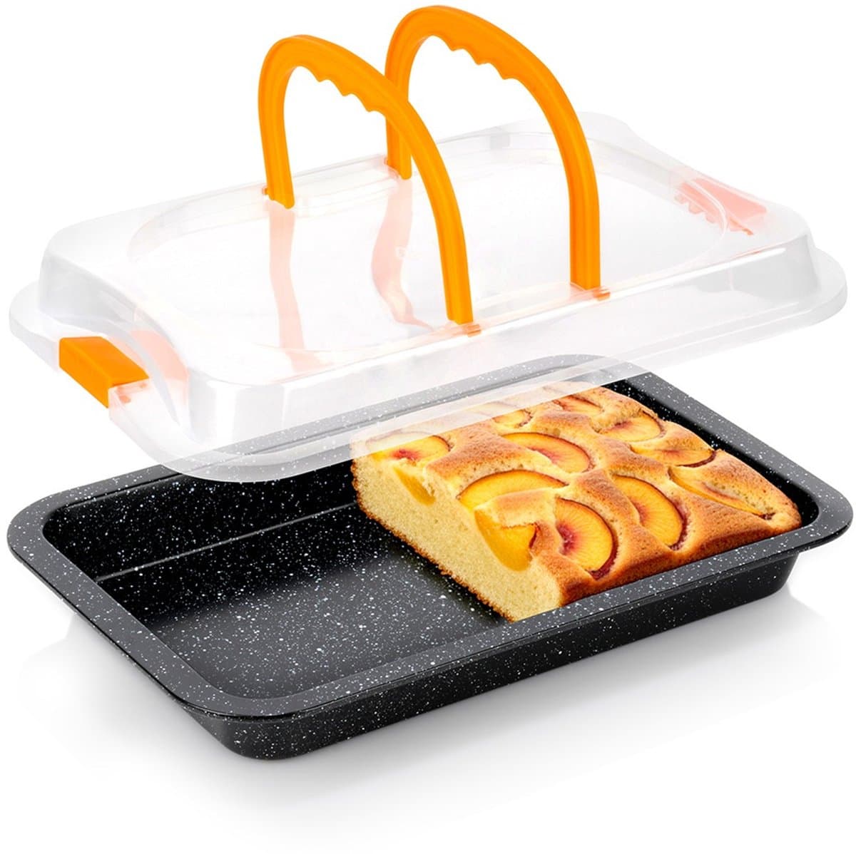 Bakvorm Graniet met Deksel 36x23x4,5 cm - Springvorm - Vorm voor Bakken - Taartvorm - Bakplaat