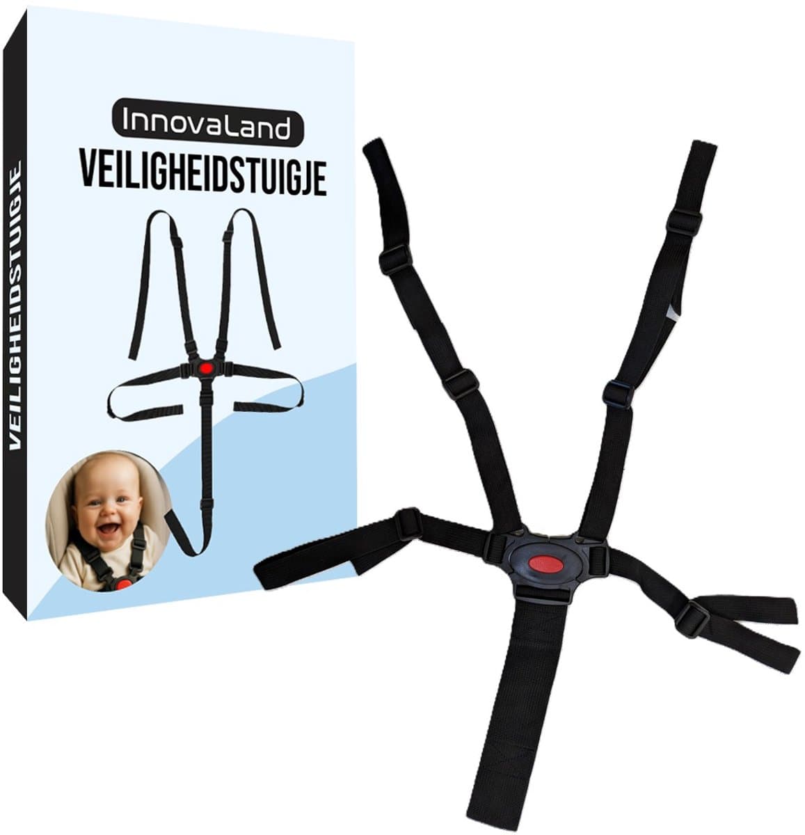 Innovaland Kinderstoel Tuigje - 5 Punts Gordel - Universeel - Veiligheidstuigje Baby - Kinderstoel - Buggy - Kinderwagen - Veiligheidsgordel - Kind